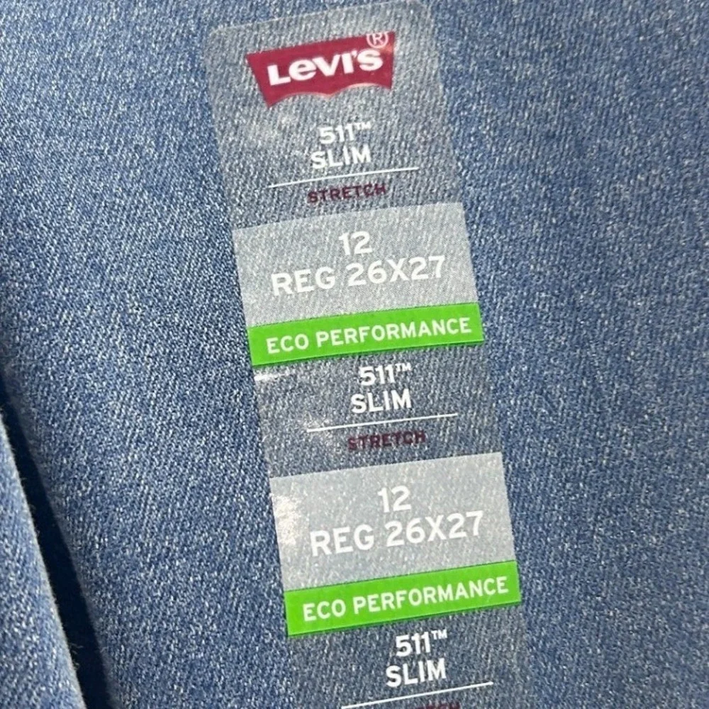 Levis 511‎ Slim Boys Jeans Size 12 Reg 26x27 Medium Wash Adjustable Waist NEW